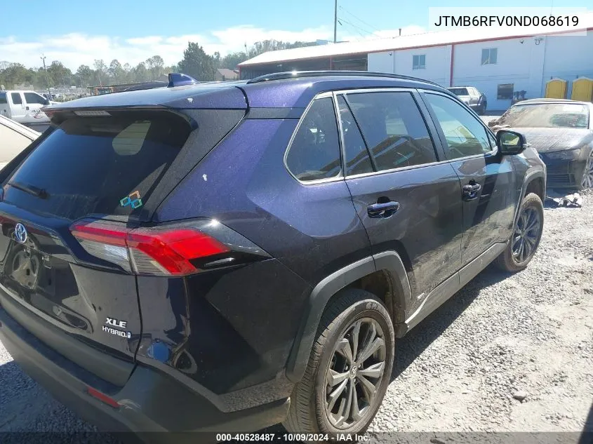 2022 Toyota Rav4 Hybrid Xle Premium VIN: JTMB6RFV0ND068619 Lot: 40528487