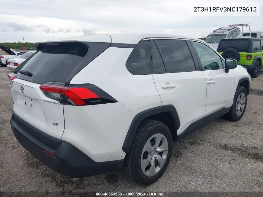 2022 Toyota Rav4 Le VIN: 2T3H1RFV3NC179615 Lot: 40553953