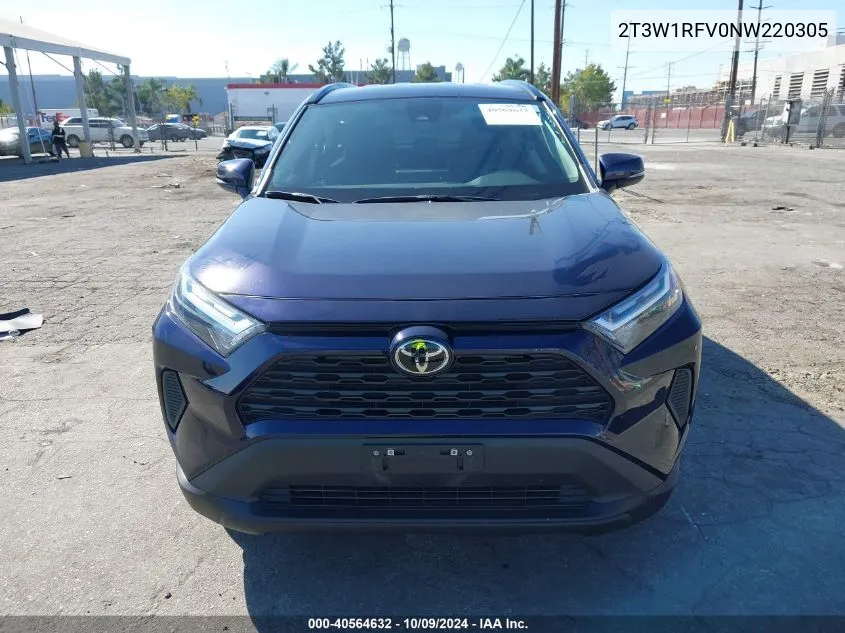 2022 Toyota Rav4 Xle VIN: 2T3W1RFV0NW220305 Lot: 40564632