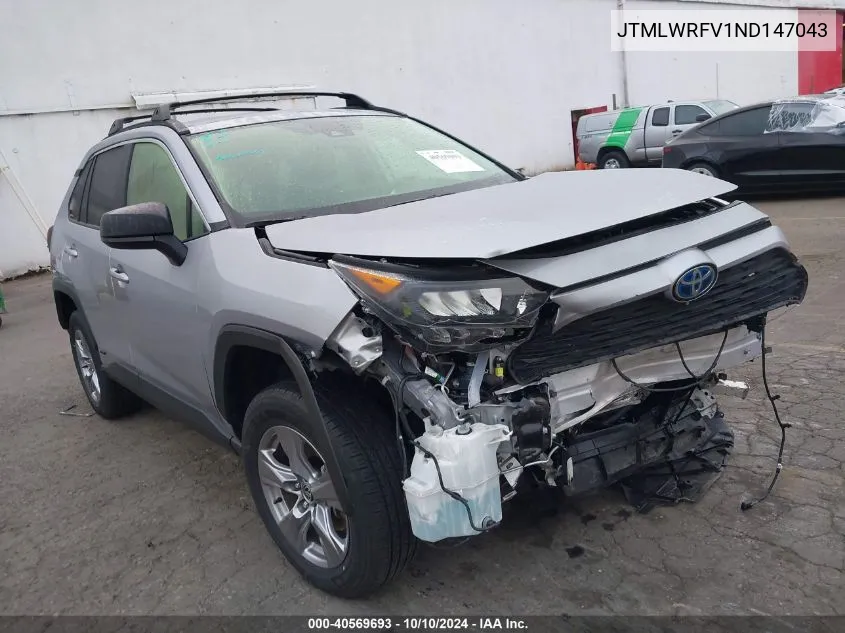 2022 Toyota Rav4 Hybrid Le VIN: JTMLWRFV1ND147043 Lot: 40569693