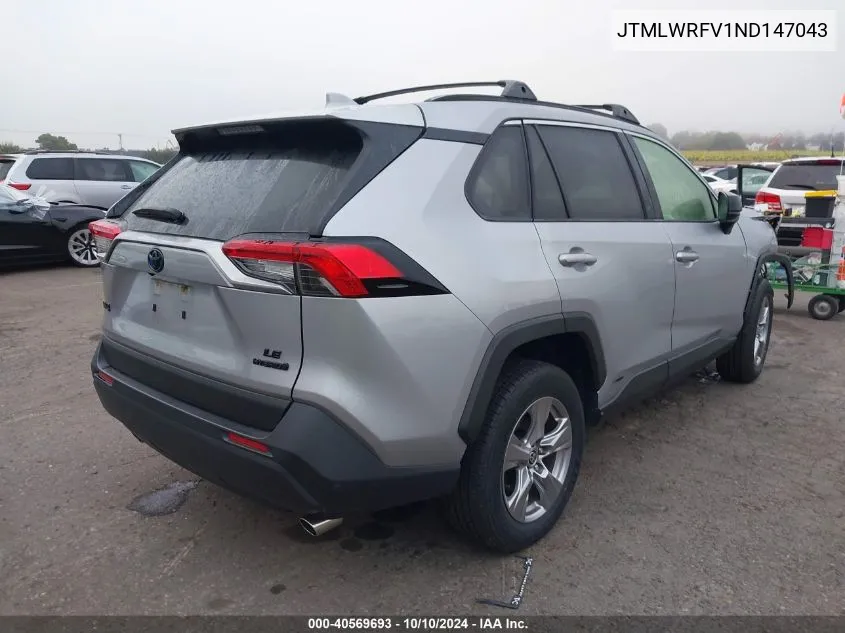 2022 Toyota Rav4 Hybrid Le VIN: JTMLWRFV1ND147043 Lot: 40569693