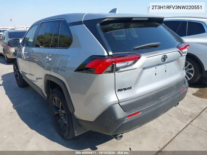 2022 Toyota Rav4 Le VIN: 2T3H1RFV3NW220551 Lot: 40586971