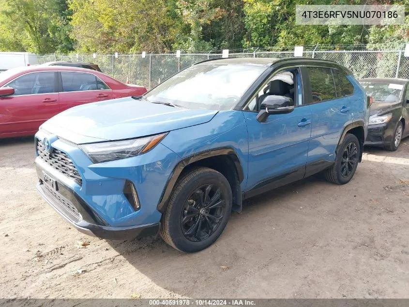 2022 Toyota Rav4 Hybrid Xse VIN: 4T3E6RFV5NU070186 Lot: 40591978