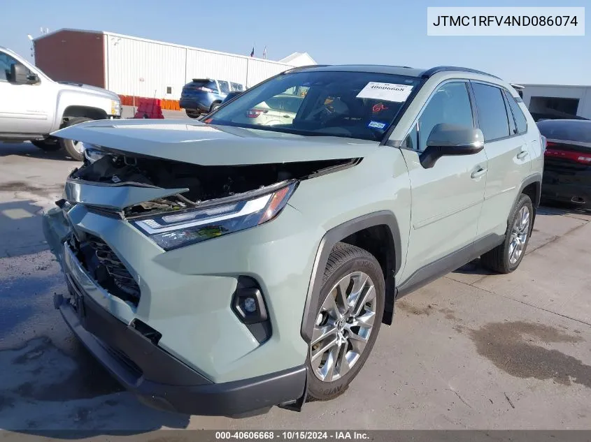 2022 Toyota Rav4 Xle Premium VIN: JTMC1RFV4ND086074 Lot: 40606668