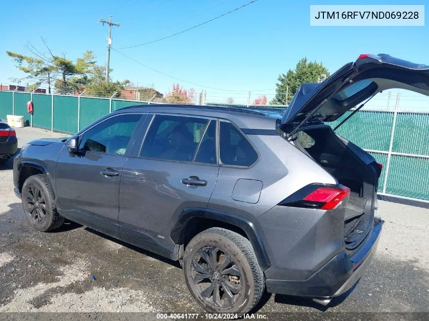 2022 Toyota Rav4 Hybrid Se VIN: JTM16RFV7ND069228 Lot: 40641777