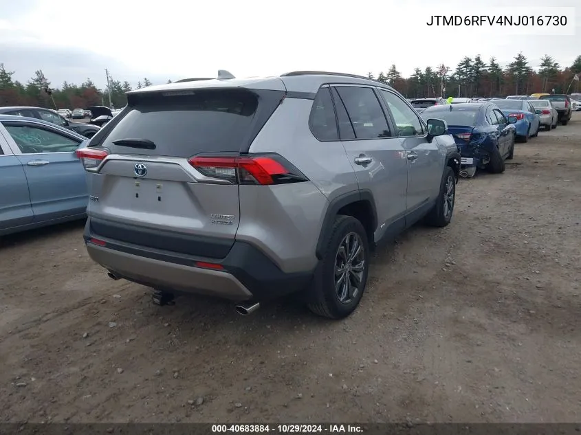 2022 Toyota Rav4 Hybrid Limited VIN: JTMD6RFV4NJ016730 Lot: 40683884