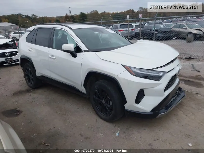 2022 Toyota Rav4 Hybrid Se VIN: 2T3T6RFV2NW035161 Lot: 40702270