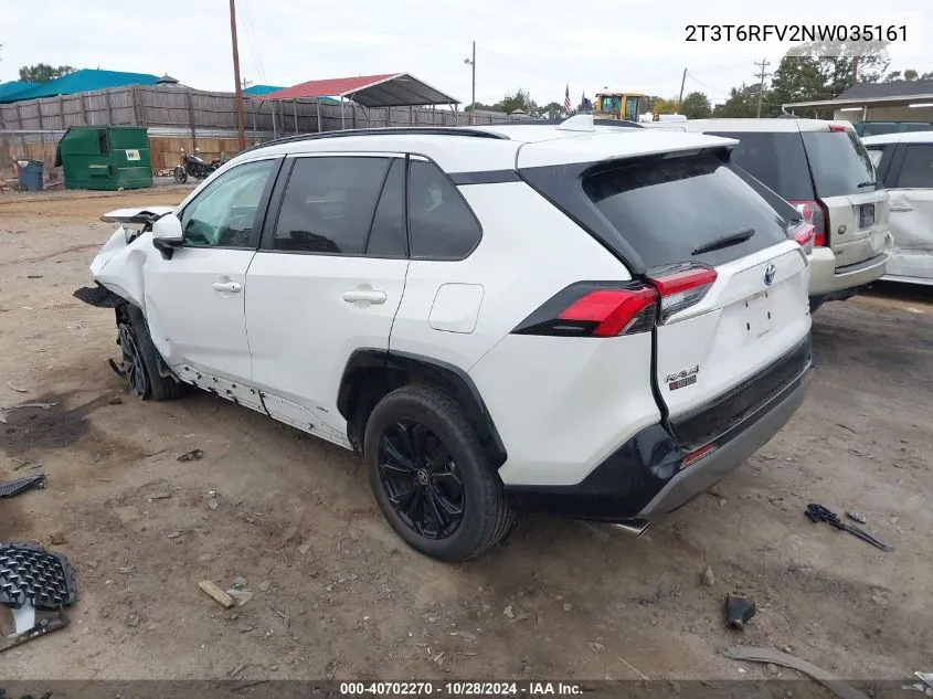 2022 Toyota Rav4 Hybrid Se VIN: 2T3T6RFV2NW035161 Lot: 40702270