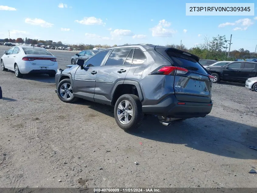 2022 Toyota Rav4 Xle VIN: 2T3P1RFV0NC309345 Lot: 40760009