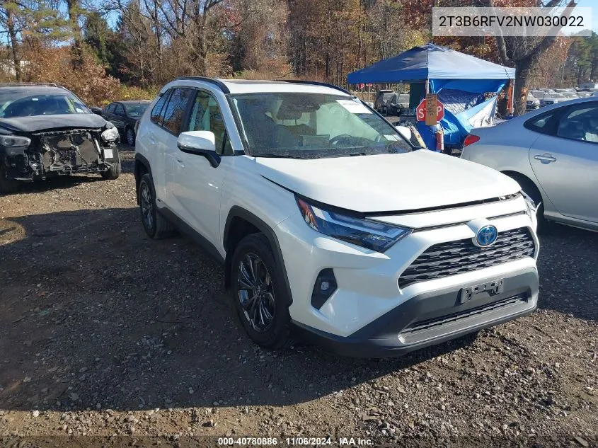 2022 Toyota Rav4 Hybrid Xle Premium VIN: 2T3B6RFV2NW030022 Lot: 40780886