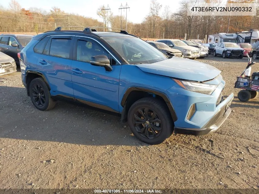 2022 Toyota Rav4 Hybrid Xse VIN: 4T3E6RFV2NU090332 Lot: 40781005