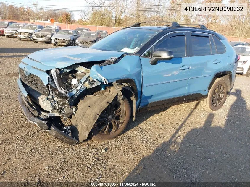 2022 Toyota Rav4 Hybrid Xse VIN: 4T3E6RFV2NU090332 Lot: 40781005