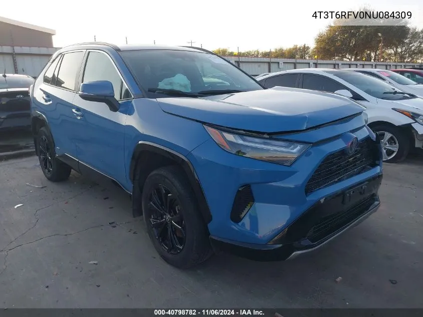 2022 Toyota Rav4 Hybrid Se VIN: 4T3T6RFV0NU084309 Lot: 40798782