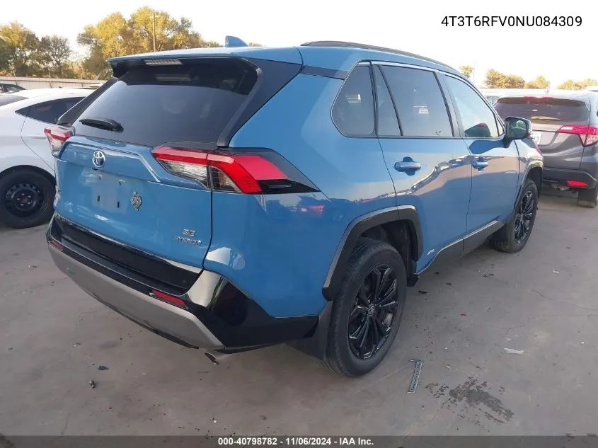 2022 Toyota Rav4 Hybrid Se VIN: 4T3T6RFV0NU084309 Lot: 40798782