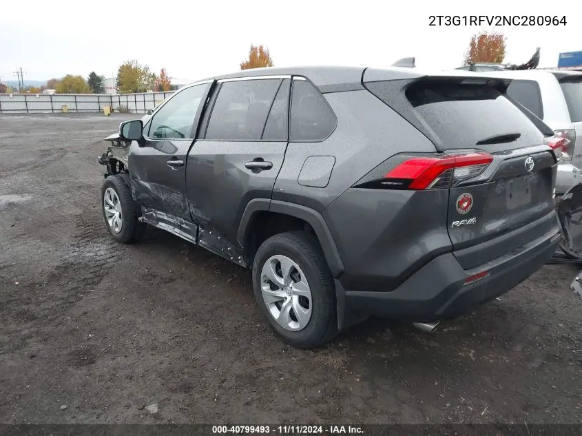 2022 Toyota Rav4 Le VIN: 2T3G1RFV2NC280964 Lot: 40799493