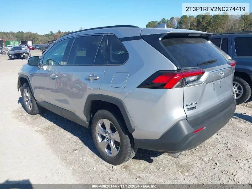 2022 Toyota Rav4 Xle VIN: 2T3P1RFV2NC274419 Lot: 40820144