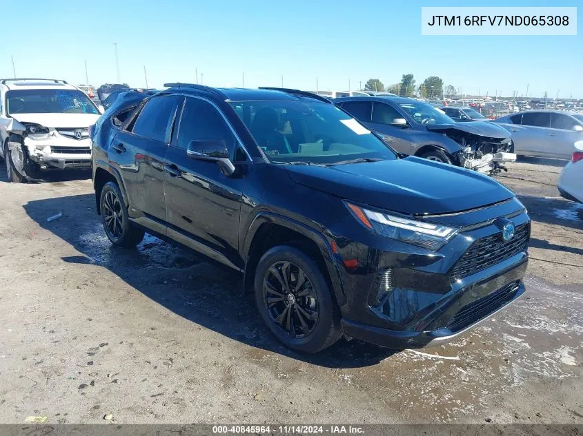 2022 Toyota Rav4 Hybrid Se VIN: JTM16RFV7ND065308 Lot: 40845964