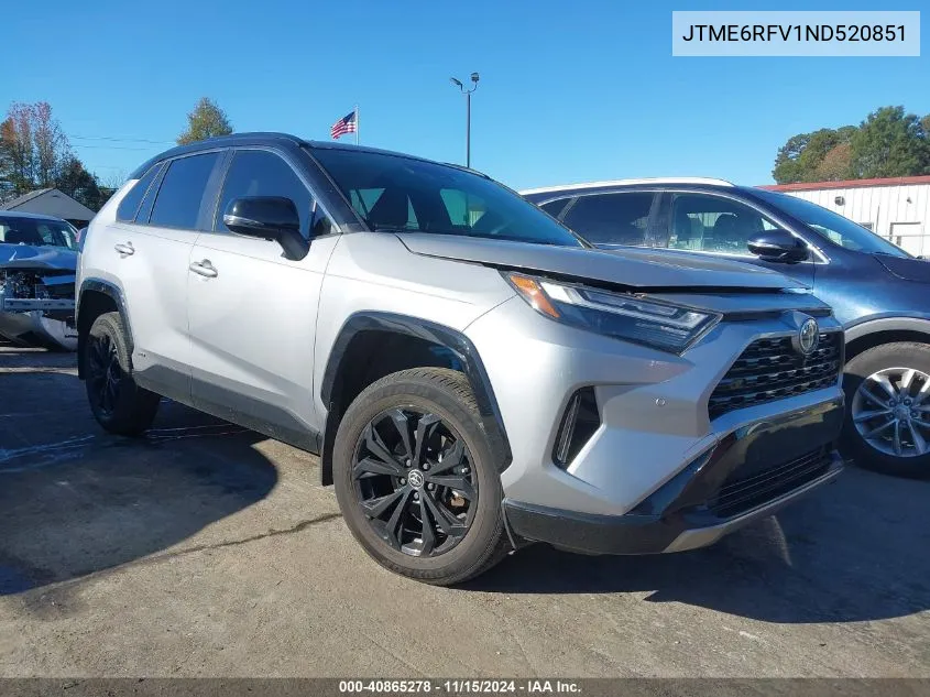 2022 Toyota Rav4 Hybrid Xse VIN: JTME6RFV1ND520851 Lot: 40865278