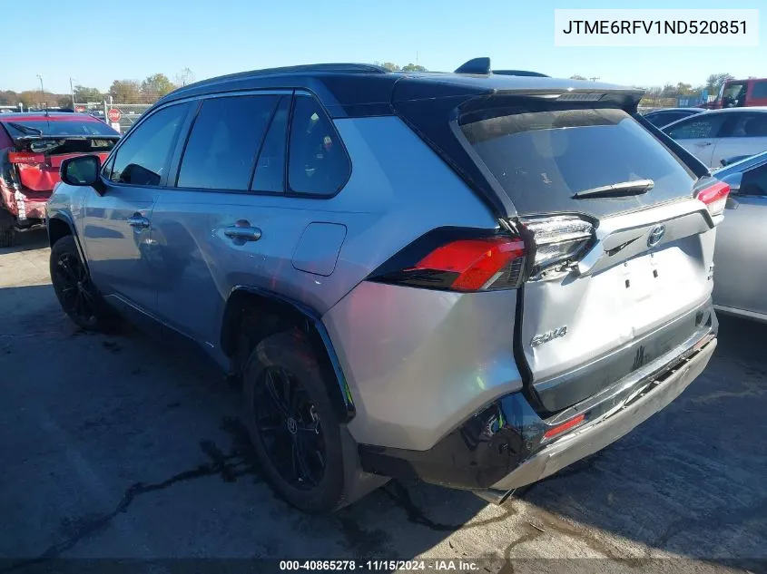 2022 Toyota Rav4 Hybrid Xse VIN: JTME6RFV1ND520851 Lot: 40865278