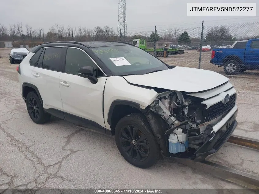 2022 Toyota Rav4 Hybrid Xse VIN: JTME6RFV5ND522277 Lot: 40865345