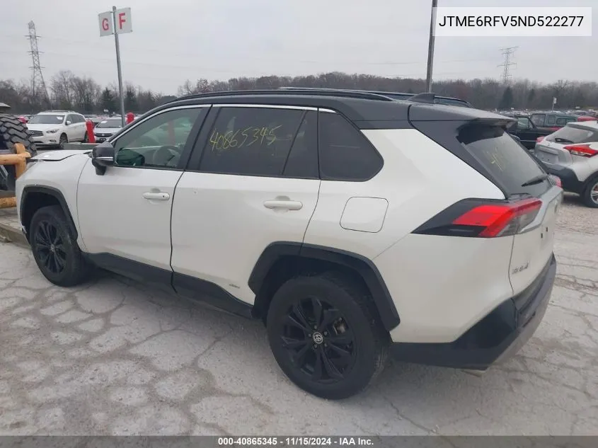 2022 Toyota Rav4 Hybrid Xse VIN: JTME6RFV5ND522277 Lot: 40865345