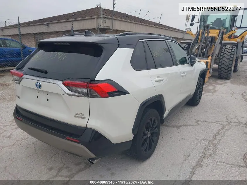 2022 Toyota Rav4 Hybrid Xse VIN: JTME6RFV5ND522277 Lot: 40865345