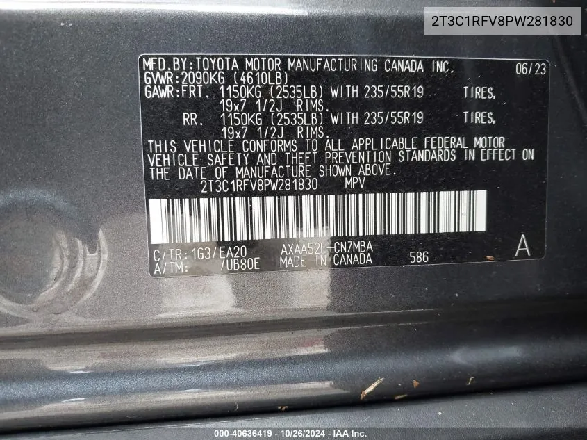 2T3C1RFV8PW281830 2023 Toyota Rav4 Xle Premium