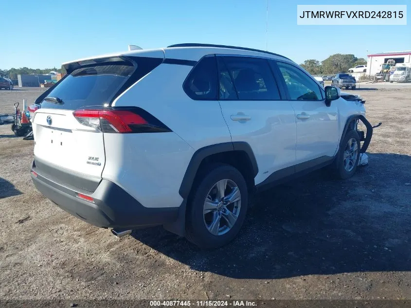 2024 Toyota Rav4 Hybrid Xle VIN: JTMRWRFVXRD242815 Lot: 40877445