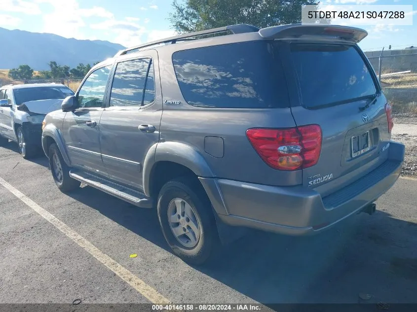 2001 Toyota Sequoia Limited VIN: 5TDBT48A21S047288 Lot: 40146158