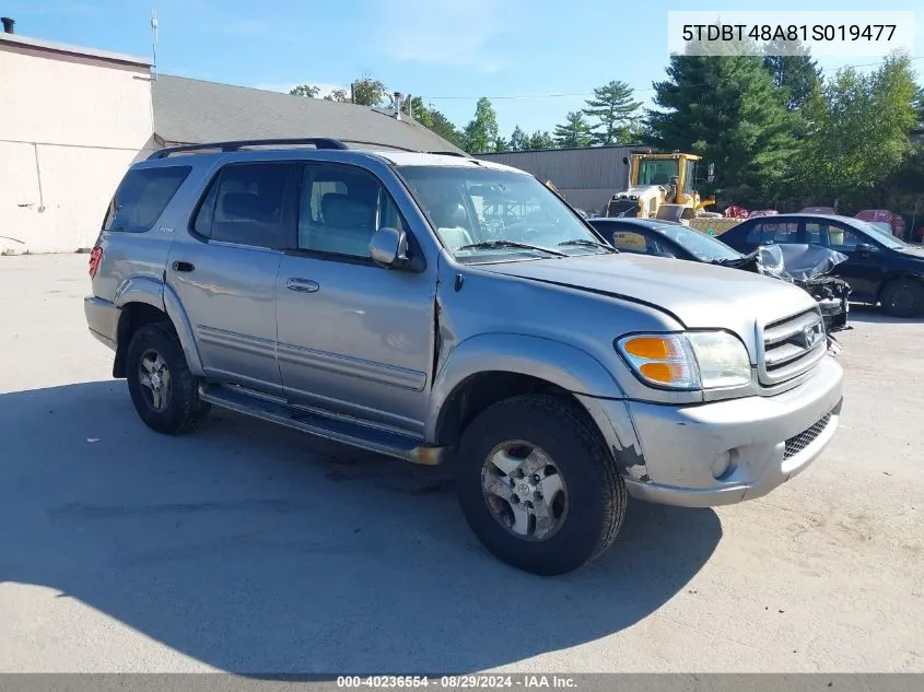 2001 Toyota Sequoia Limited V8 VIN: 5TDBT48A81S019477 Lot: 40236554