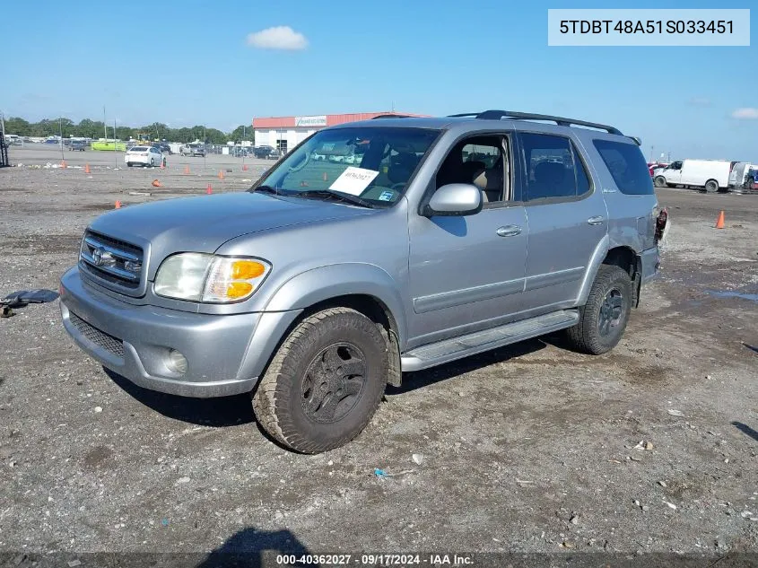 2001 Toyota Sequoia Limited V8 VIN: 5TDBT48A51S033451 Lot: 40362027