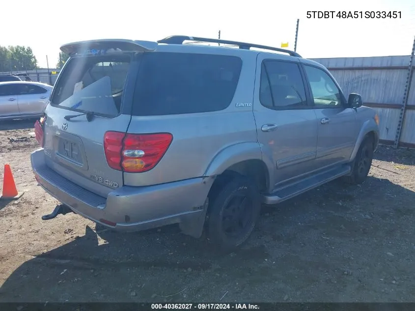 5TDBT48A51S033451 2001 Toyota Sequoia Limited V8