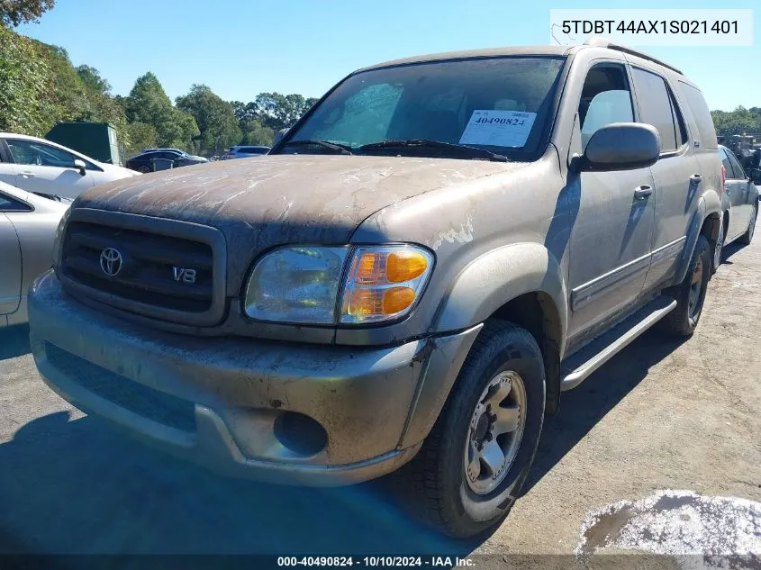 2001 Toyota Sequoia Sr5 V8 VIN: 5TDBT44AX1S021401 Lot: 40490824