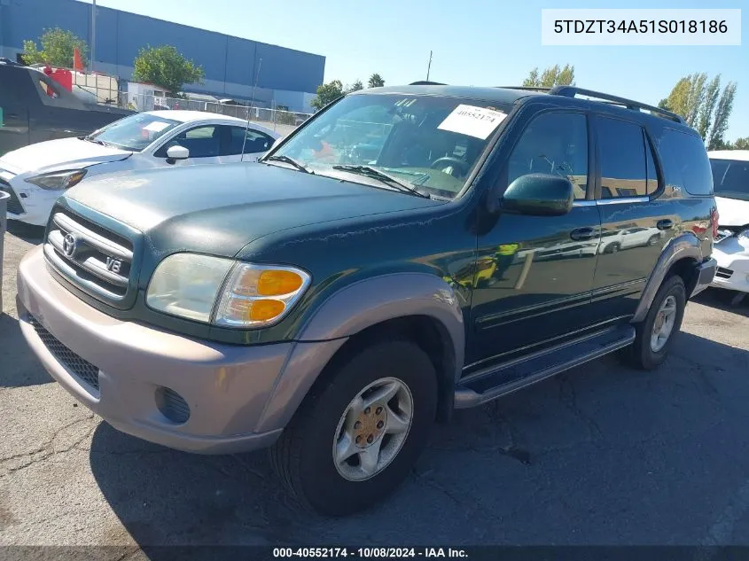 2001 Toyota Sequoia Sr5 V8 VIN: 5TDZT34A51S018186 Lot: 40552174