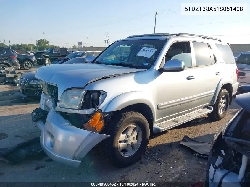 2001 Toyota Sequoia Limited VIN: 5TDZT38A51S051408 Lot: 40568462