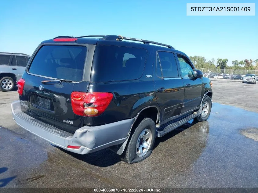 2001 Toyota Sequoia Sr5 V8 VIN: 5TDZT34A21S001409 Lot: 40660870