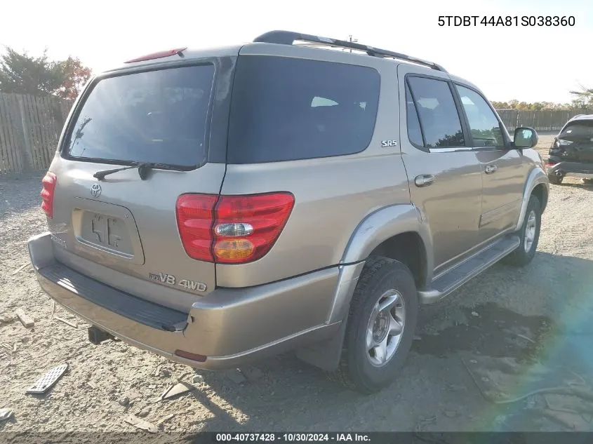 5TDBT44A81S038360 2001 Toyota Sequoia Sr5 V8