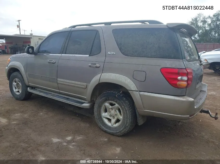 2001 Toyota Sequoia Sr5 V8 VIN: 5TDBT44A81S022448 Lot: 40738544