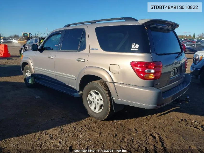 2001 Toyota Sequoia Limited V8 VIN: 5TDBT48A91S010822 Lot: 40848540