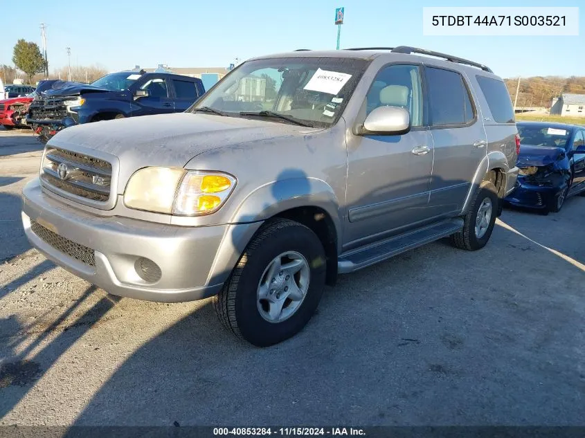 2001 Toyota Sequoia Sr5 V8 VIN: 5TDBT44A71S003521 Lot: 40853284