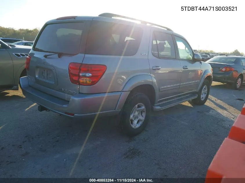 2001 Toyota Sequoia Sr5 V8 VIN: 5TDBT44A71S003521 Lot: 40853284