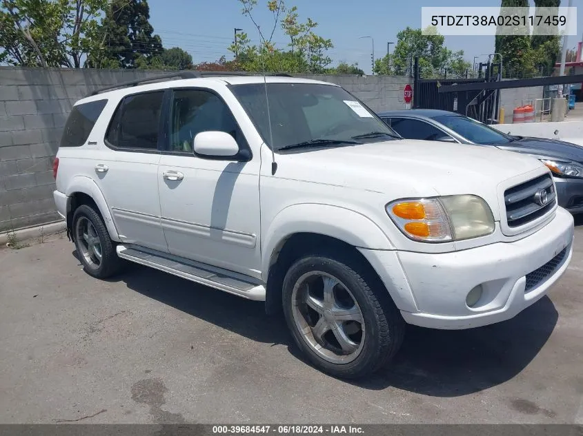 2002 Toyota Sequoia Limited V8 VIN: 5TDZT38A02S117459 Lot: 39684547