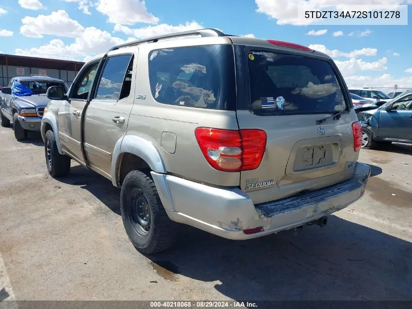 5TDZT34A72S101278 2002 Toyota Sequoia Sr5 V8