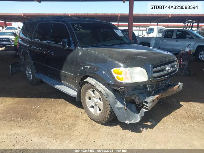 2002 Toyota Sequoia Sr5 V8 VIN: 5TDBT44A32S083594 Lot: 40247453