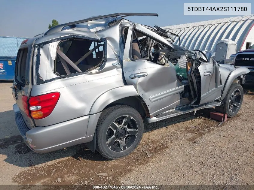 2002 Toyota Sequoia Sr5 V8 VIN: 5TDBT44AX2S111780 Lot: 40277646