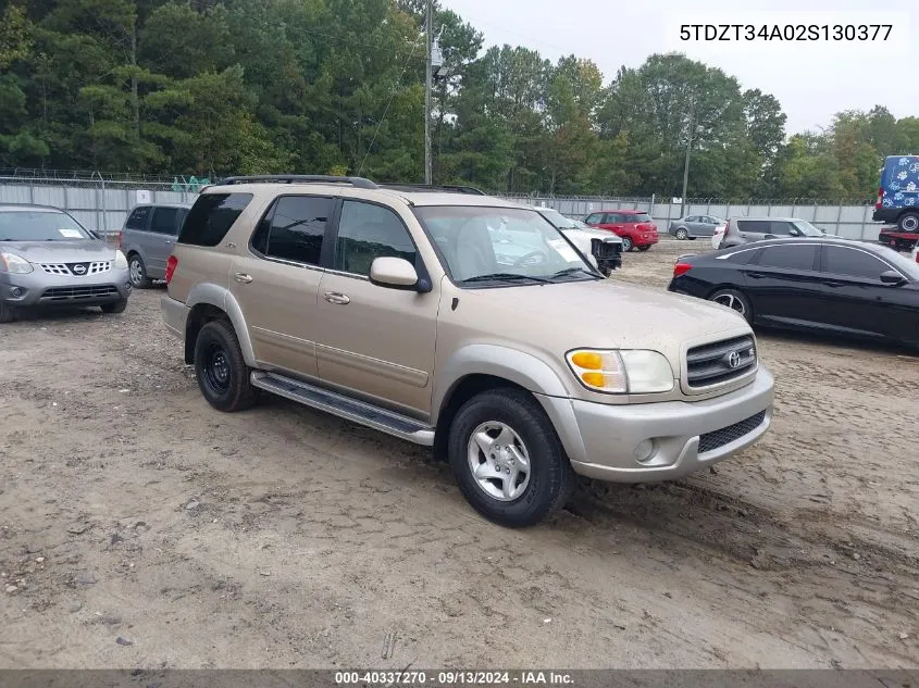 2002 Toyota Sequoia Sr5 VIN: 5TDZT34A02S130377 Lot: 40337270