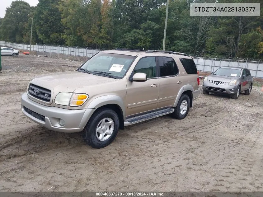 2002 Toyota Sequoia Sr5 VIN: 5TDZT34A02S130377 Lot: 40337270