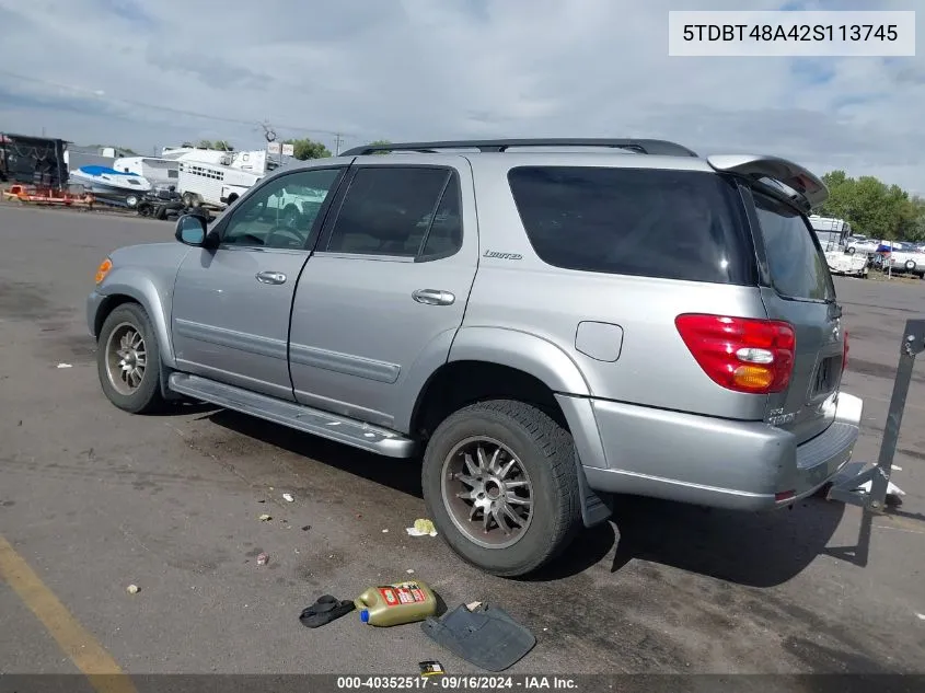 5TDBT48A42S113745 2002 Toyota Sequoia Limited V8