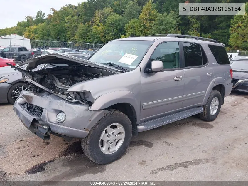 2002 Toyota Sequoia Limited VIN: 5TDBT48A32S135154 Lot: 40409343