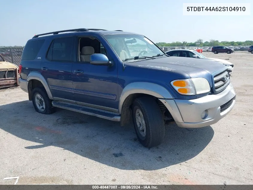 5TDBT44A62S104910 2002 Toyota Sequoia Sr5 V8